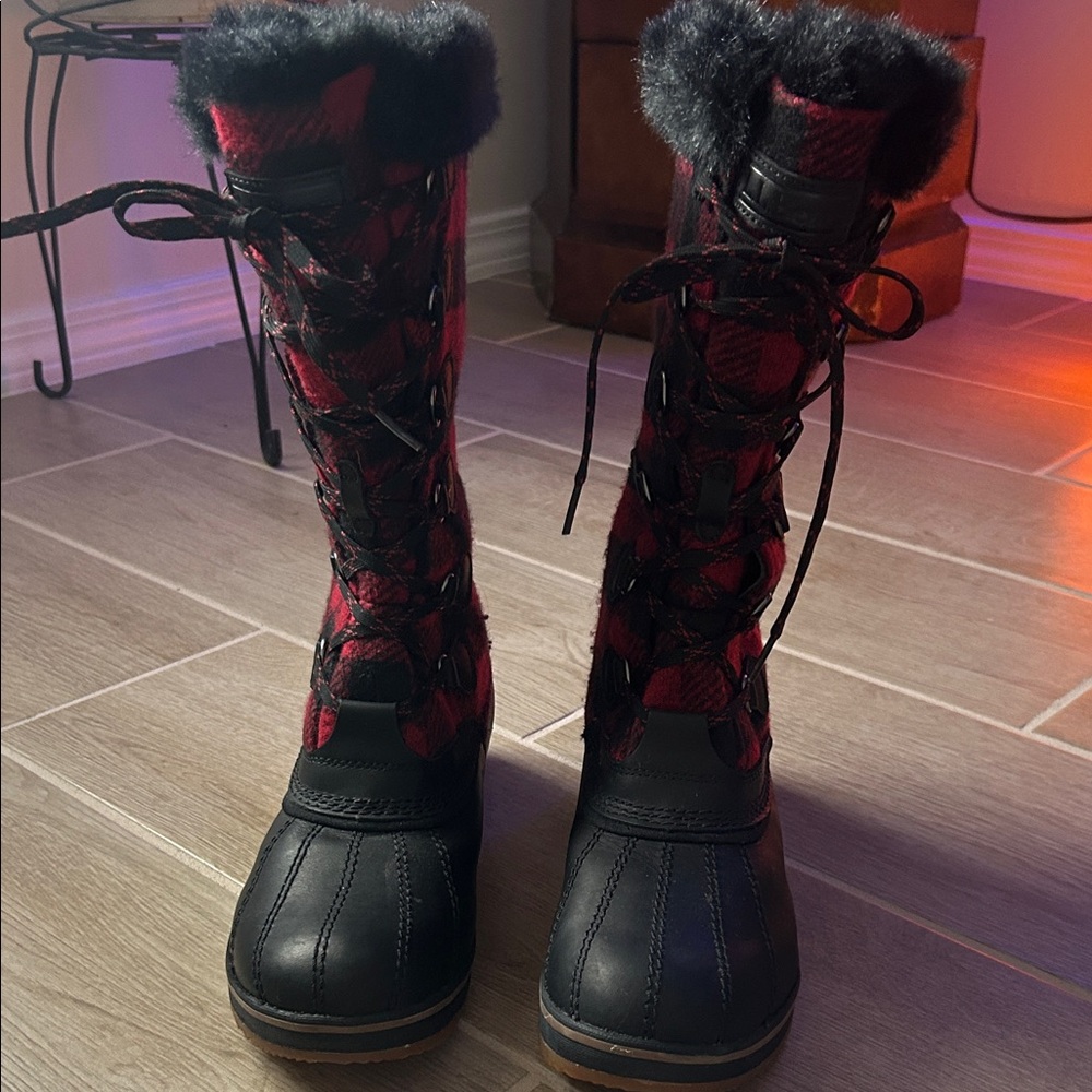 L.L. Bean Black and Red Winter Boots